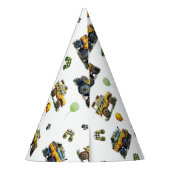 Happy Birthday Dynamic Duo Monster Truck Twin Boys Partyhütchen (Rückseite)