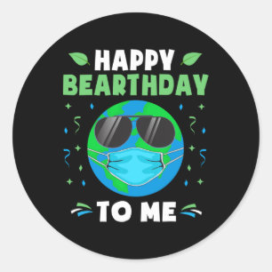 Happy Birthday Earth Day Funny Earth Wealth Mask Runder Aufkleber