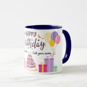 Happy Birthday Editable Design  Tasse (VorderseiteRechts)