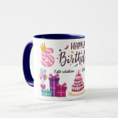 Happy Birthday Editable Design  Tasse (Vorderseite Links)