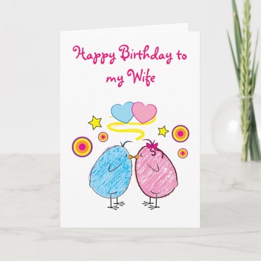 Happy Birthday Ehefrau Karte (Vorderseite)