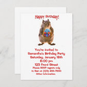 Happy Birthday Eichhörnchen mit Gegenwart Einladung (Vorne/Hinten)