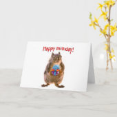 Happy Birthday Eichhörnchen mit Gegenwart Karte (Gelbe Blume)