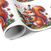 Happy Birthday Eichhörnchen Niedlicher Cartoon Geschenkpapier (Rolleneckpunkt)