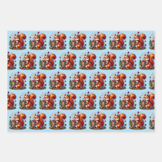 Happy Birthday Eichhörnchen Niedlicher Cartoon Geschenkpapier Set (Vorderseite 3)