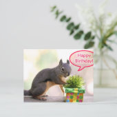 Happy Birthday Eichhörnchen Postkarte (Stehend Vorderseite)