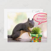 Happy Birthday Eichhörnchen Postkarte (Vorne/Hinten)