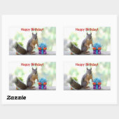 Happy Birthday Eichhörnchen Rechteckiger Aufkleber (Blatt)