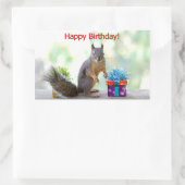 Happy Birthday Eichhörnchen Rechteckiger Aufkleber (Tasche)