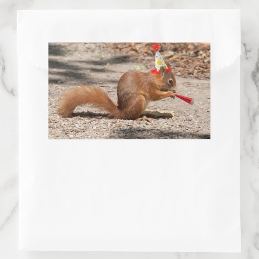 Happy Birthday Eichhörnchen Rechteckiger Aufkleber (Tasche)