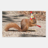 Happy Birthday Eichhörnchen Rechteckiger Aufkleber (Vorderseite)