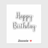 Happy Birthday Einfach Minimalistisch Gray Custom Aufkleber (Blatt)