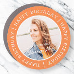 Happy Birthday Einfach Preppy Modern Custom Foto Auto Magnet<br><div class="desc">Dieses einfache und moderne Design besteht aus Serifentypografie und fügt ein individuelles Foto hinzu.</div>