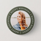 Happy Birthday Einfach Preppy Modern Custom Foto Button (Vorderseite)