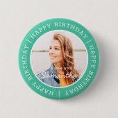 Happy Birthday Einfach Preppy Modern Custom Foto Button (Vorderseite)