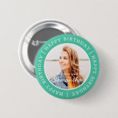 Happy Birthday Einfach Preppy Modern Custom Foto Button (Vorne & Hinten)