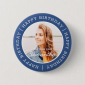 Happy Birthday Einfach Preppy Modern Custom Foto Button (Vorderseite)