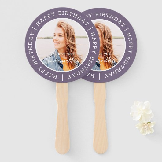 Happy Birthday Einfach Preppy Modern Custom Foto Fächer (Vorne und Hinten)