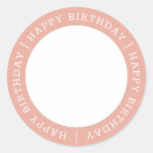 Happy Birthday Einfach Preppy Modern Custom Foto Runder Aufkleber (Vorderseite)