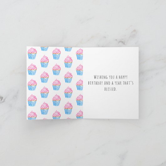 Happy Birthday einfache Aquarellkuchen niedlich Dankeskarte (Innenseite)