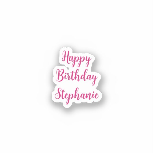 Happy Birthday Einfache Individuelle Name Script P Aufkleber (Vorderseite)