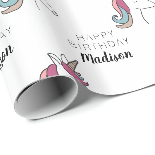 Happy Birthday | Einhorn Geschenkpapier (Rolleneckpunkt)