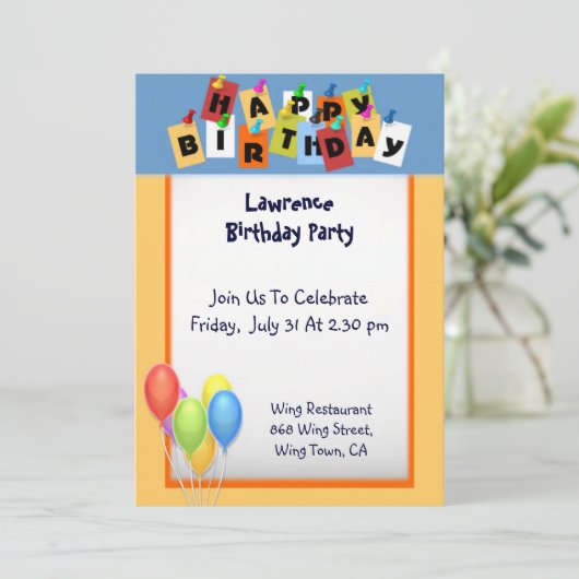 Happy Birthday Einladung (Stehend Vorderseite)