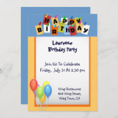 Happy Birthday Einladung (Vorne/Hinten)