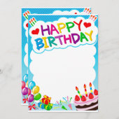 Happy Birthday Einladung (Vorne/Hinten)