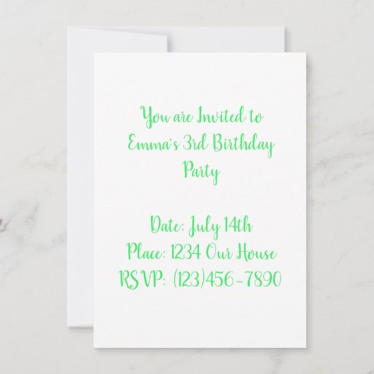 Happy Birthday Einladung (Rückseite)