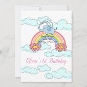 Happy Birthday Einladung Baby Blue Elephant (Vorderseite)