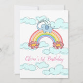 Happy Birthday Einladung Baby Blue Elephant (Rückseite)