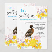 Happy Birthday Einladung Baby Duck Floral (Vorne/Hinten)