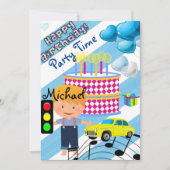 Happy Birthday Einladung Boy Car (Vorderseite)
