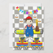 Happy Birthday Einladung Boy Trains (Vorderseite)