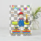 Happy Birthday Einladung Boy Trains (Stehend Vorderseite)