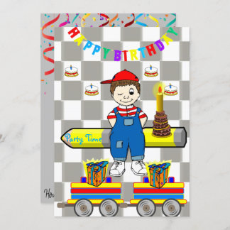 Happy Birthday Einladung Boy Trains