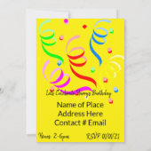 Happy Birthday Einladung Clown Car Gelb (Rückseite)