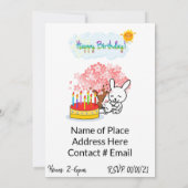 Happy Birthday Einladung Rabbit Cake (Rückseite)