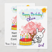 Happy Birthday Einladung Rabbit Cake (Vorne/Hinten)