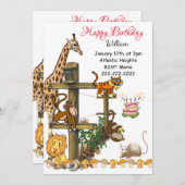 Happy Birthday Einladung Wildtiere (Vorne/Hinten)