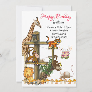 Happy Birthday Einladung Wildtiere