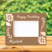 Happy Birthday Einzigartige Groovy Wildblume und B Geätzte Rahmen