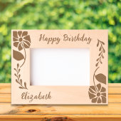 Happy Birthday Einzigartige Groovy Wildblume und B Geätzte Rahmen