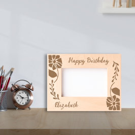 Happy Birthday Einzigartige Groovy Wildblume und B Geätzte Rahmen