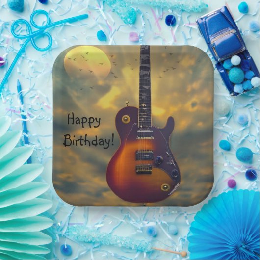 Happy Birthday Electric Guitar Pappteller (Party)