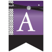 Happy Birthday 🎈 Elegant Amethyst Lila und schwar Wimpelkette (Dritte Fahne)