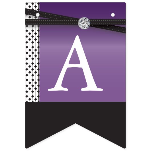 Happy Birthday 🎈 Elegant Amethyst Lila und schwar Wimpelkette (Dritte Fahne)