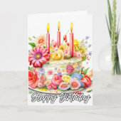 Happy Birthday | Elegant Birthday Cake Karte (Vorderseite)