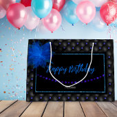 Happy Birthday Elegant Blau und Schwarz Große Geschenktüte